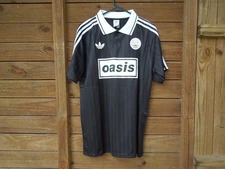 Oasis 2025 Reunion Tour soccer jersey, adidas trefoil, LARGE, Black and White