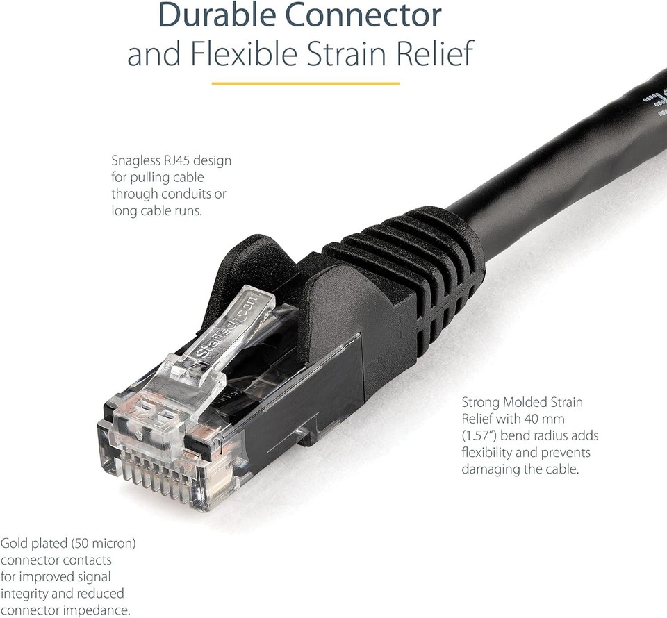 StarTech.com 3m CAT6 Ethernet Cable - Black CAT 6 Gigabit Ethernet Wire ...