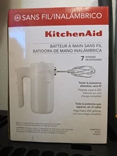 KitchenAid Cordless Stainless Steel 7 Speed Hand Mixer KHMB732WH, White