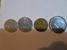 4 Lira Coins 5 1952 10 1974 20 1958 100 1874 1974 Guglielmo Marconi Good 4.90
