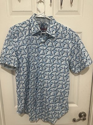 Robert Graham tetonia skull all over short sleeve button down shirt medium