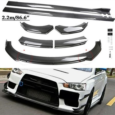 Carbon Style Front Bumper Lip Spoiler Side Skirt Body Kits FOR MITSUBISHI LANCER