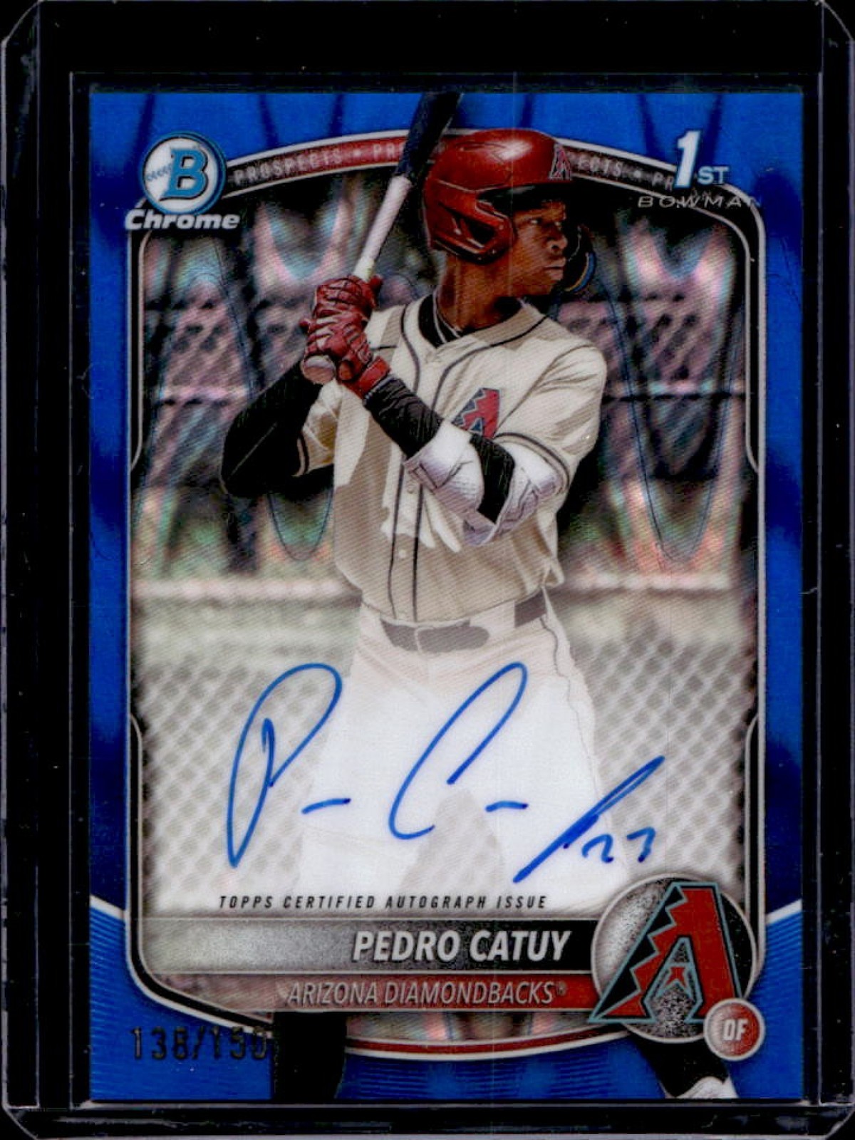 2025 Bowman Chrome Pedro Catuy Auto Blue RayWave Refractor 1st Prospect #138/150