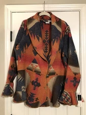 Rhonda Stark Southwest Wool-Blend Jacket – Aztec Print – XL – USA – NWT $199
