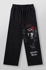 Men Graphic Sweatpants Baggy Joggers Elastic Waist Streetwear HipHop Pants sizeL