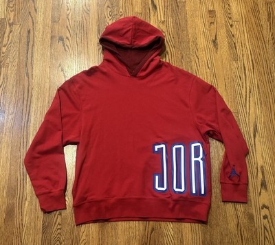 Nike Jumpman Air Jordan Side Logo Fleece Pullover Hoodie Sweatshirt Mens XL Red