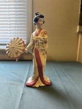 Japanese Porcelain Geisha Figurine with Paras...