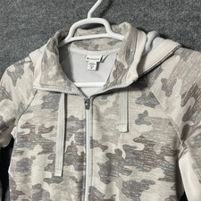 Athleta Camo Full Zip Hoodie Jacket M Medium Gray White Athleisure