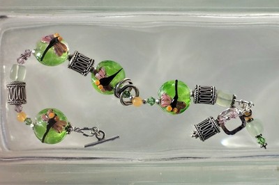 Handcrafted Lampwork Firefly Bracelet:  We're ''Waving Hello to Summer''