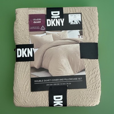 Neu DKNY Double Beige Microsculpt Shams Bettbezug Bettwäsche