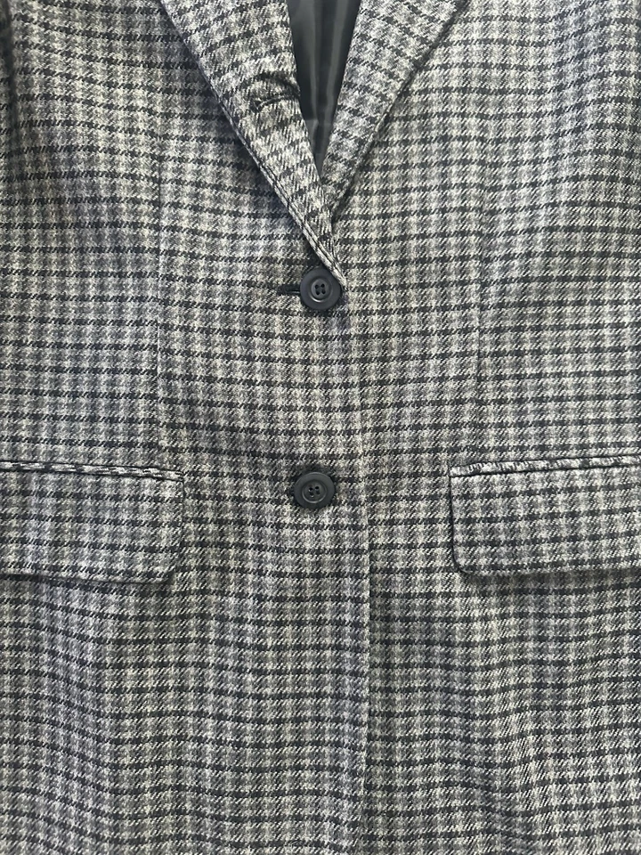Blazer para mujer vintage Lord & Taylor pequeño a cuadros negro y gris (10) Foto 2 de 4