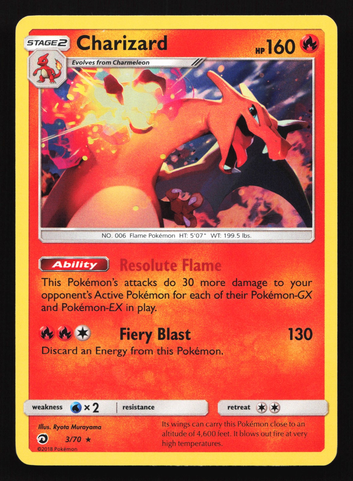 Charizard 3/70 Dragon Majesty Holo Rare Pokemon Card