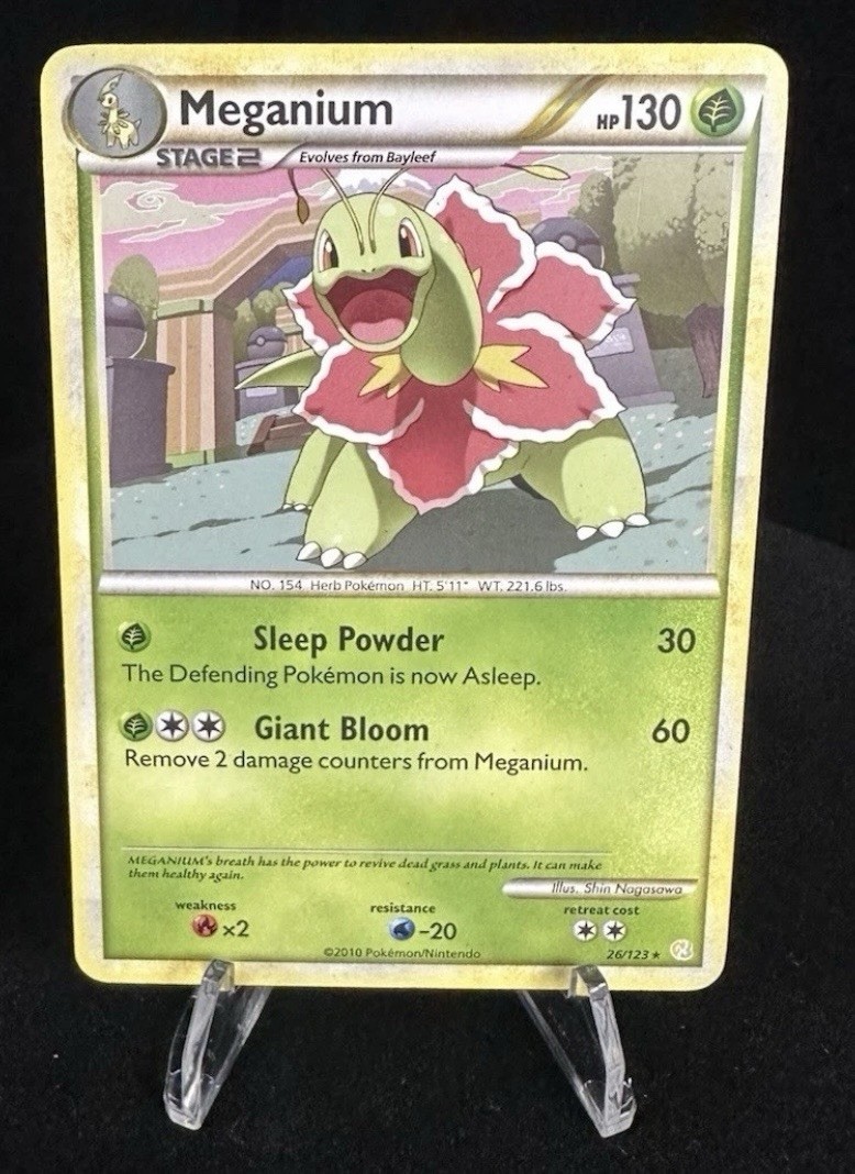 Pokemon Meganium 26/123 HeartGold SoulSilver Rare Non Holo LP Vintage 2010