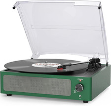 Vinyl Record Player with Speaker - Vintage Style 3-Speed Belt-Driven Turntable