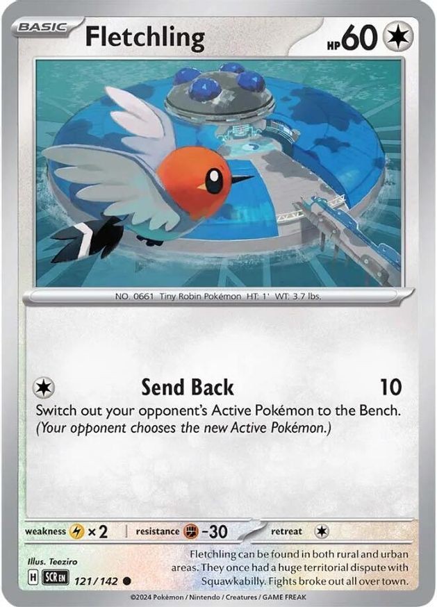 Pokemon Fletchling (121/188) Stellar Crown LP REVERSE HOLO