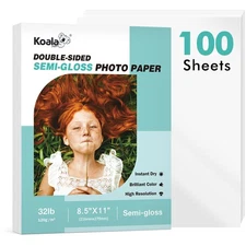 100 Sheets 8.5x11 inch 32 lb Double-Sided Semi-Gloss Photo Paper Thin