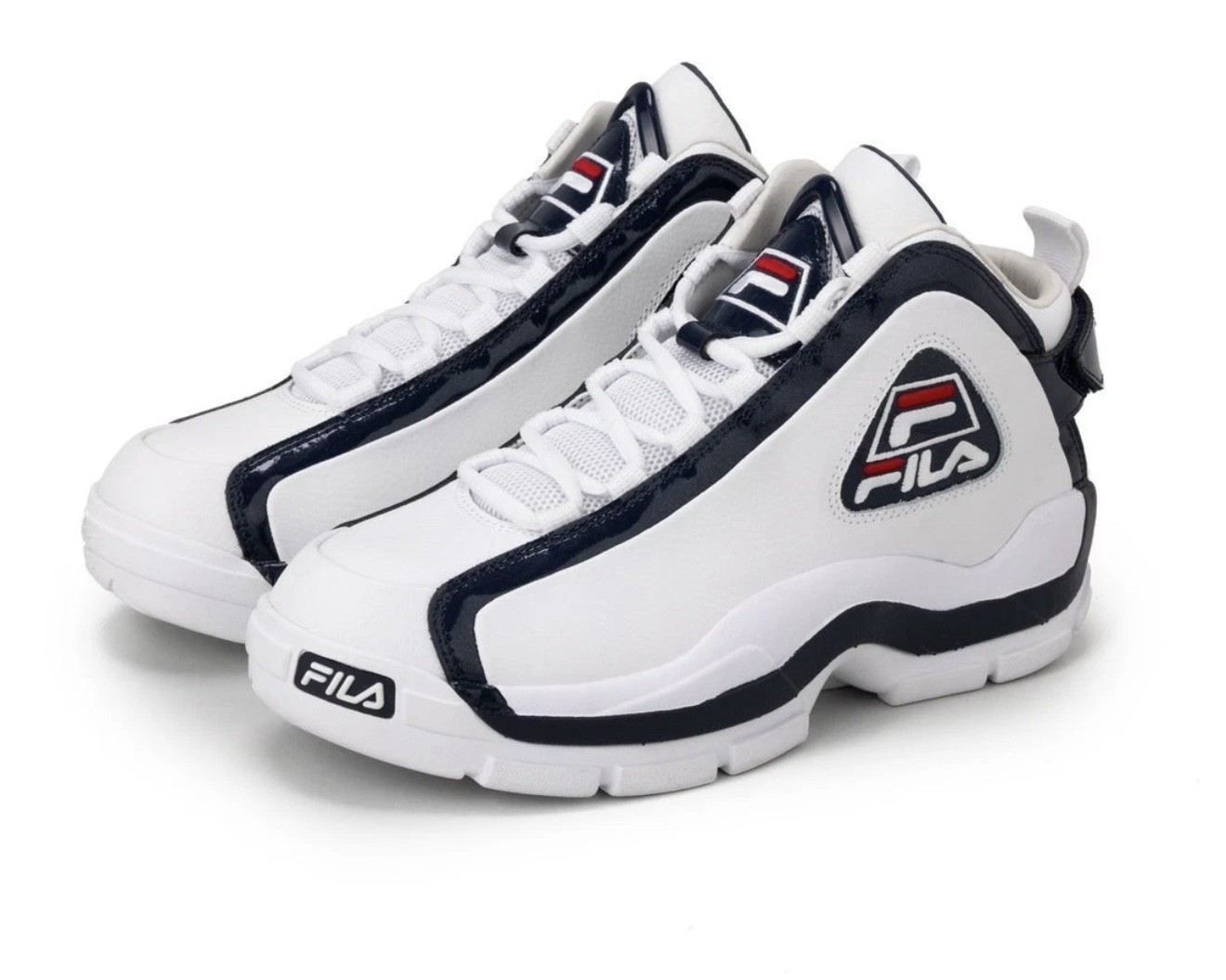 Size 10 Mens FILA GRANT HILL 2 FM0101023100 48 PURE WHITE Peacoat Chinese Red