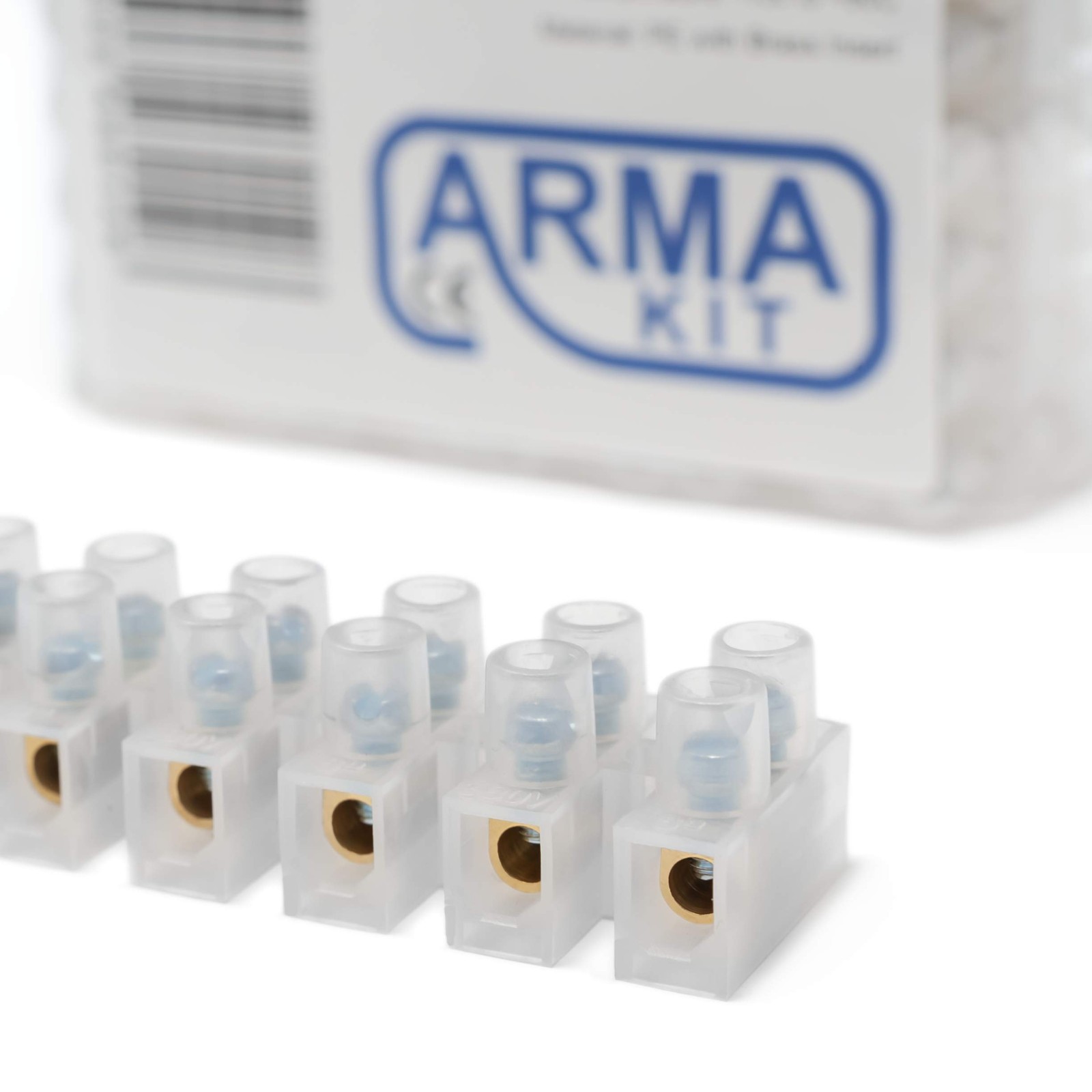 12 Way Electrical Connector Strip, Chocolate Terminal Blocks - 3 Amp, Clear