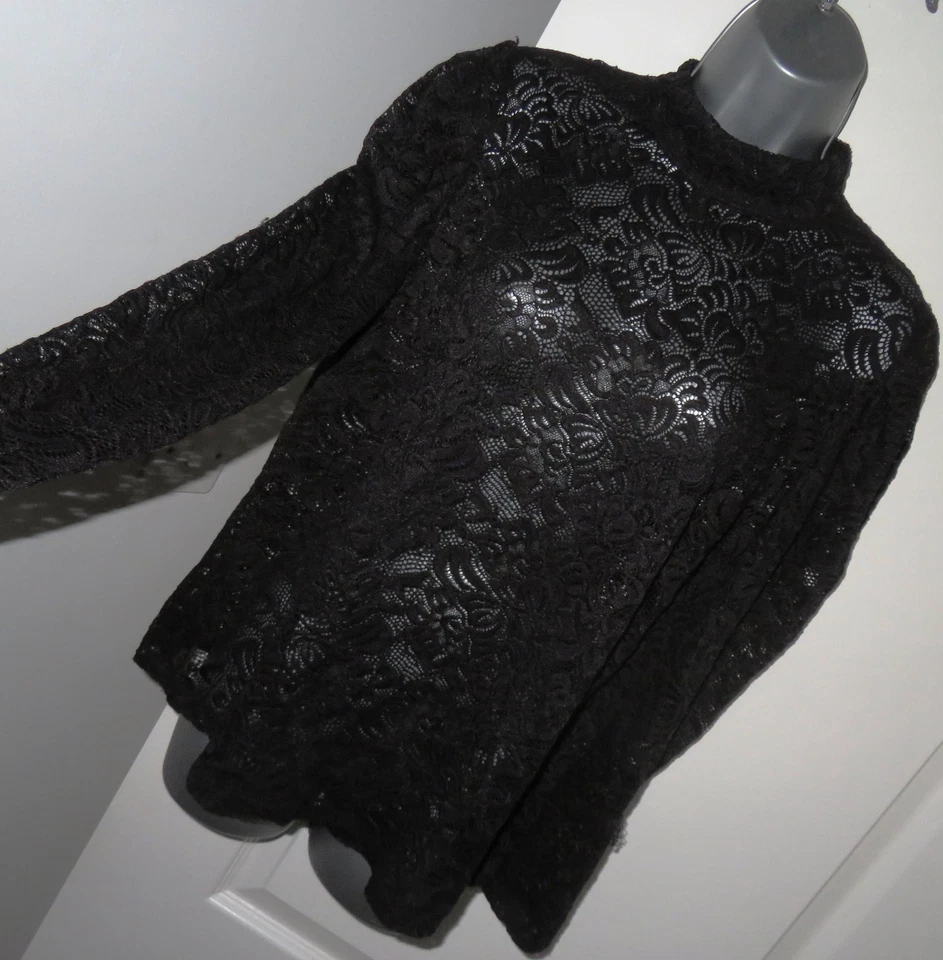 ✿Ladies REDHERRING black stretch sheer lace top blouse size 16✿ - Image 2 of 4