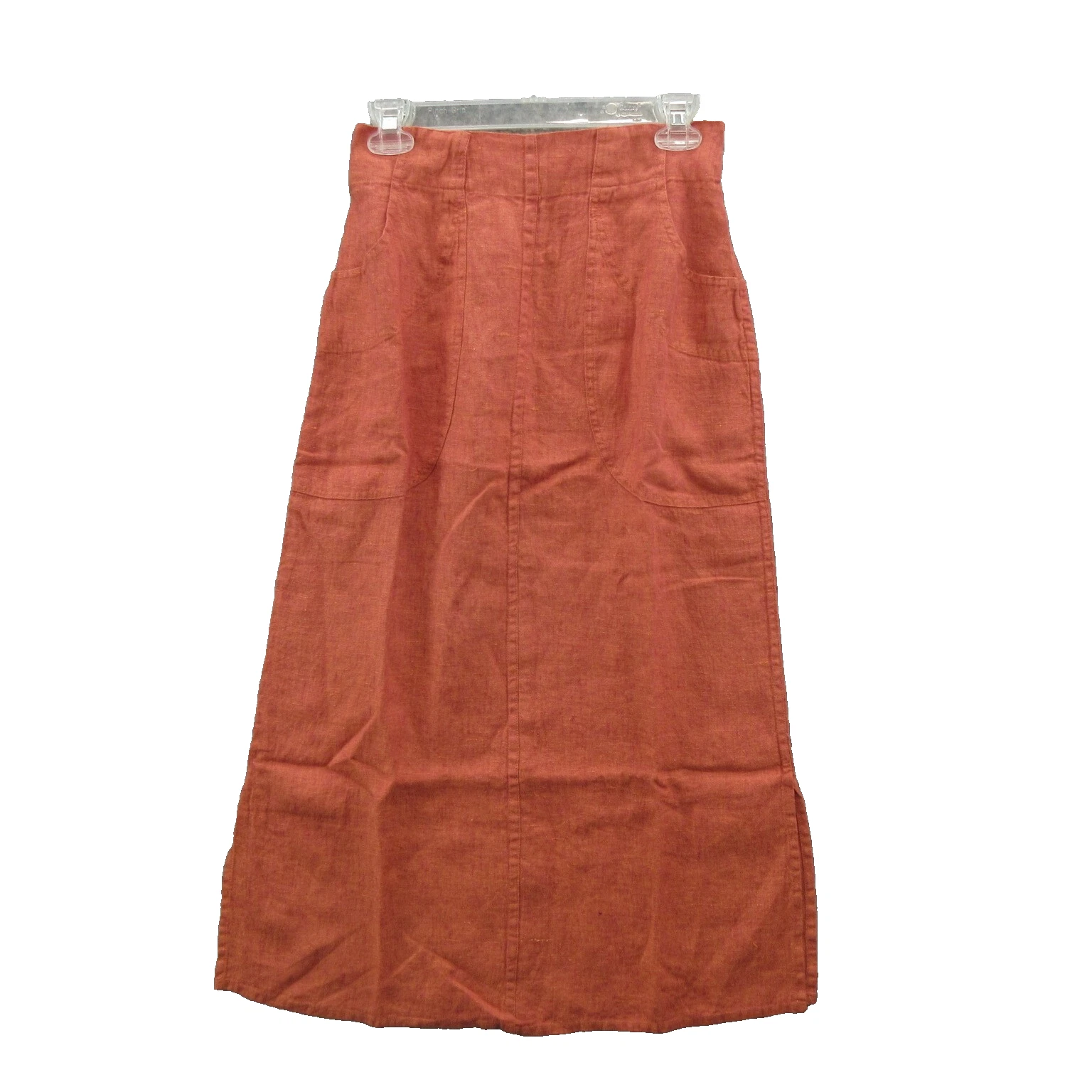 FLAX Designs Women's Straight Midi Skirt P Orange Linen Side Pocket Pull On New
Opens in a new windo