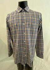 Bugatchi Shirt Men  s 17 x 34/35 Check Long Sleeve Flip Cuff Button Down EUC