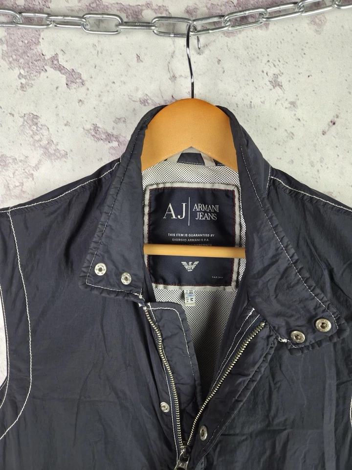 Vintage Armani Jeans Vest Jacket AJ Luxury Big Logo Nylon Mens Italy Size M - Image 4 of 4