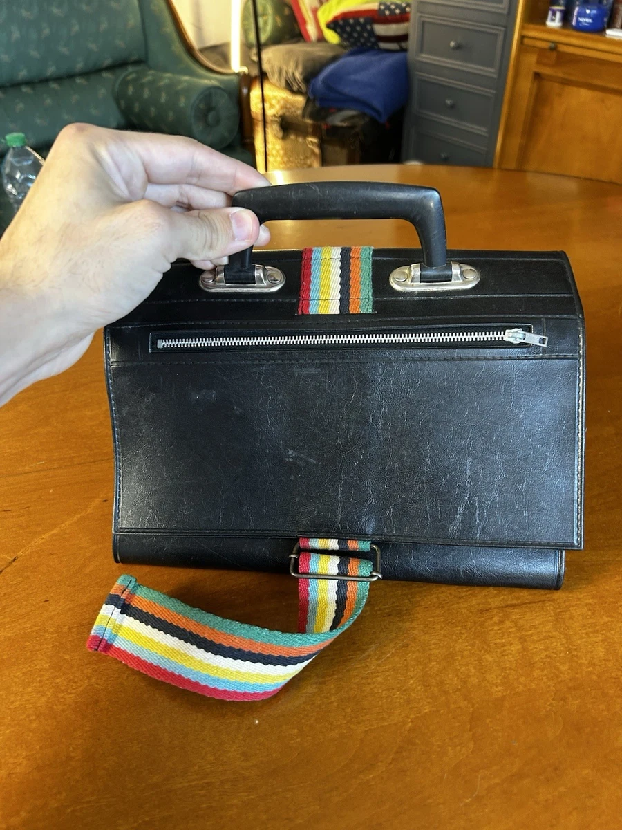 Vintage 70s Architectural Portfolio Folder Bag - Rainbow Strap - Spirex Zip