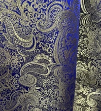 ROYAL GOLD  Paisley Metallic Brocade Fabric 60” Width Sold By The Yard