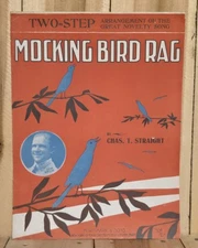 Vintage MOCKING BIRD RAG Two Step Large Sheetmusic Chas T Straight Piano