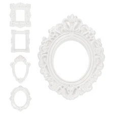 5 Pcs Vintage Resin Picture Frames, Mini Picture Frames, Pearlescent White
