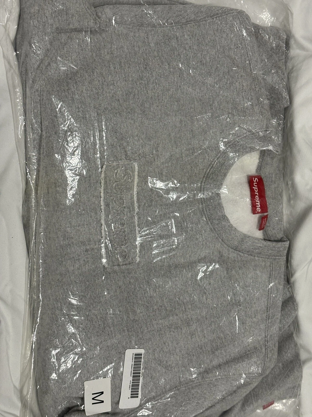 S20 SUPREME BOÎTE DÉCOUPE LOGO CREWNECK SWEAT SHIRT GRIS BRUYÈRE TAILLE MOYENNE