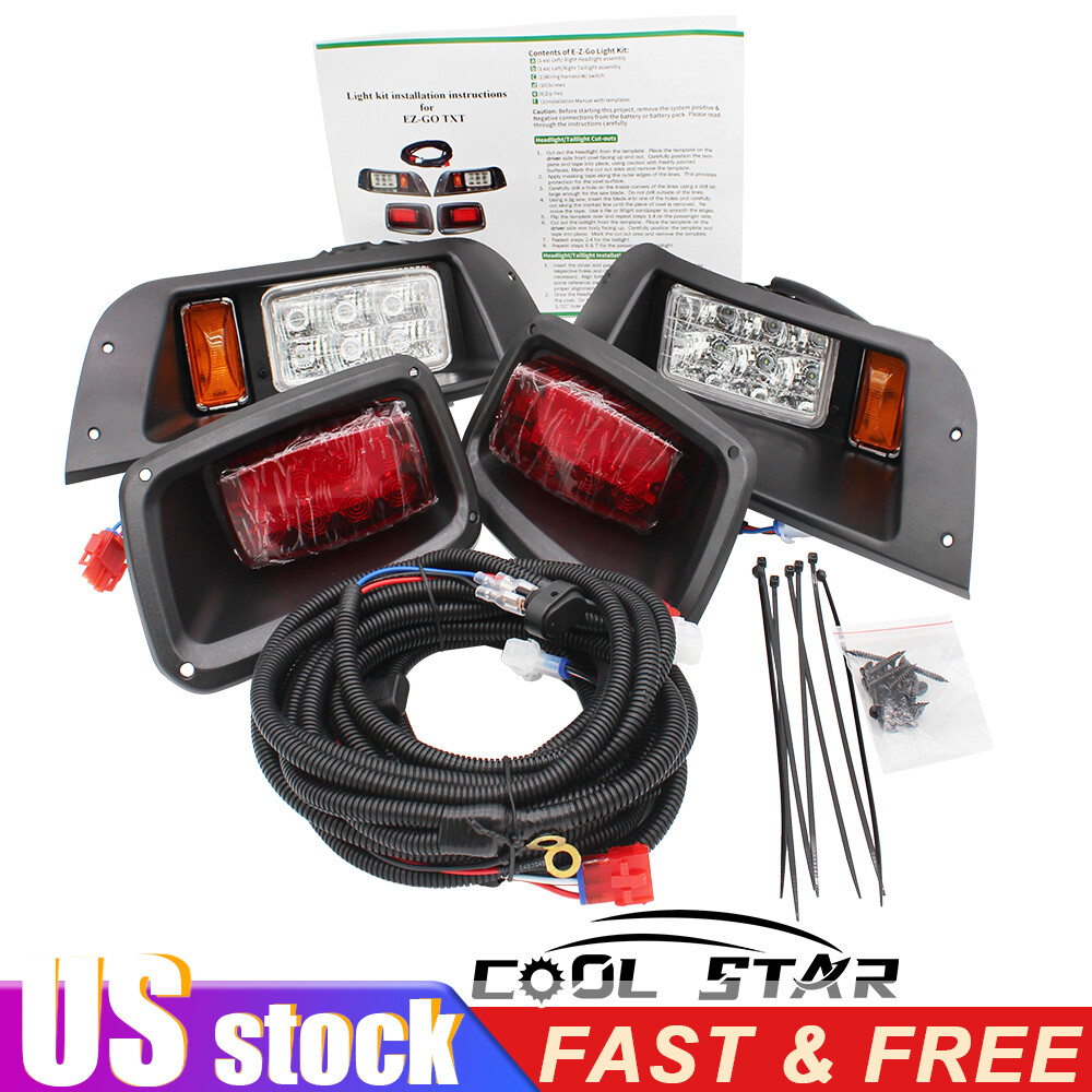 For EZGO TXT Golf Cart LED Headlight & Taillight Kit 19962013 Gas and