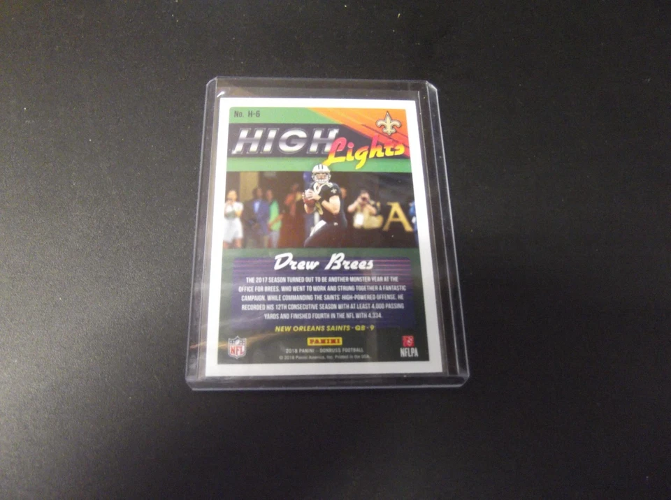 DREW BREES 2018 DONRUSS #H6 HIGH LIGHTS SILVER MACH #075/100 SAINTS - Image 2 of 2