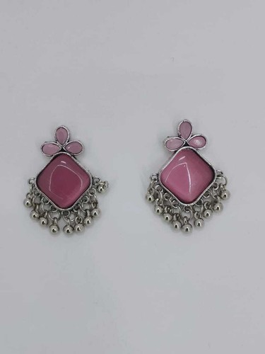 Ethnic Stone Stud Drop Earrings Women Oxidized Silver Fashion Jewelry Earring - Picture 12 of 16