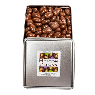 Heaton Pecans Large Square Milk Chocolate Covered Pecan Tin, 3.75 lbs