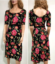 🆓US🛃 Dolce&Gabbana pink roses floral printed cady dress IT 38