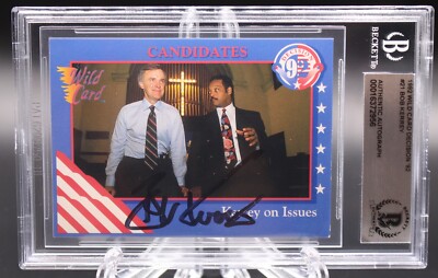 BOB KERREY SIGNED SLABBED 1992 WILD CARD DECISION ROBERT SENATOR BECKETT COA BAS