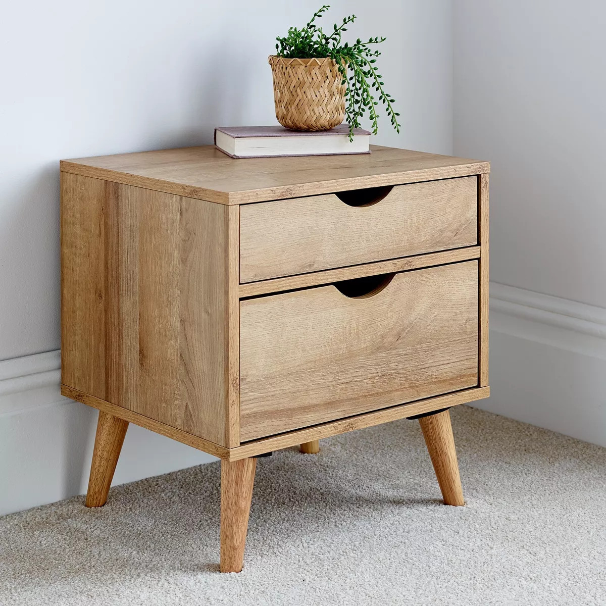 Oak finish nightstand deals