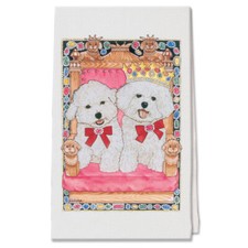 Bichon Frise Royalties Dish Towel Decorative Cotton Kitchen Dish Towel, Pet Gift
