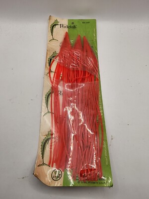 Vintage NOS SEVENSTRAND Psychotails Squid Trolling Fishing Lure Red Pink PST3CO