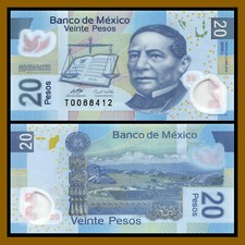 Mexico 20 Pesos, 2010 P-122l Serie  L  (S/N 0088XXX) Polymer Unc