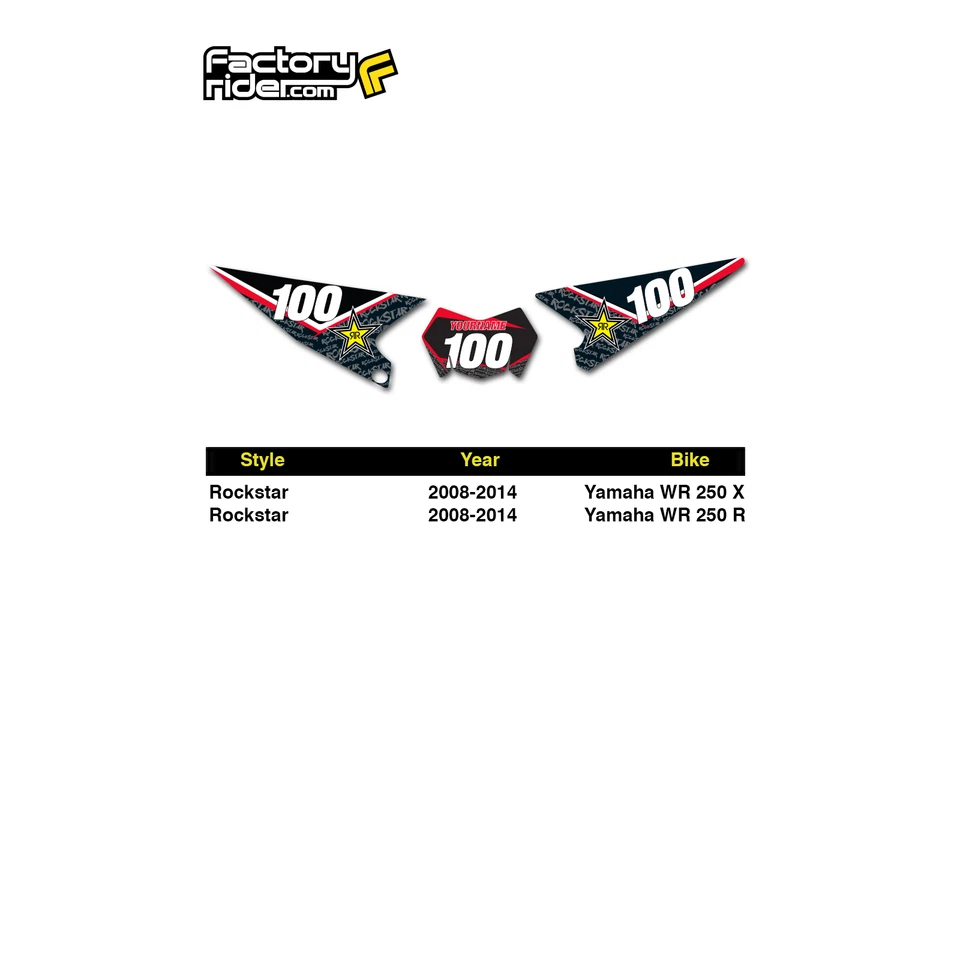 Yamaha WR 250 X & R 2008-2014 Rockstar Graphics KIT y matrículas personalizadas Foto 4 de 4