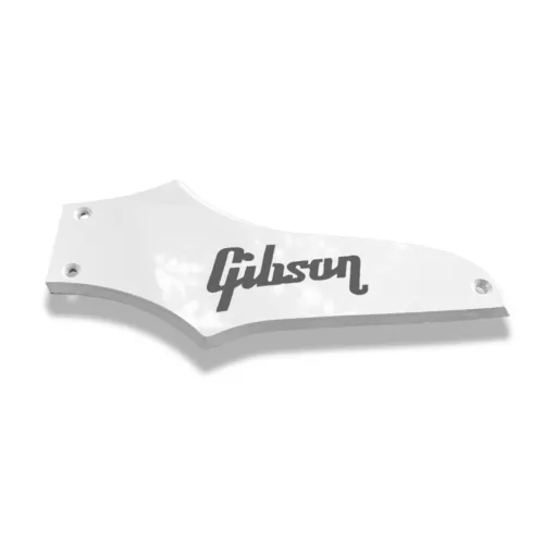 White 1 Ply Beveled Truss Rod Cover #5 for Epiphone Thunderbird + Black Decal
