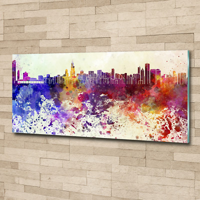 Glas-Bild Wandbilder Druck auf Glas 125x50 Sehenswürdigkeiten Buntes Chicago