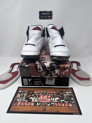 1994 Nike Air Jordan 2 Retro White Black Red 130235-161 Size 9.5