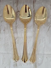 RETRONEU Gold Century Replacement Soup Spoons Goldplated Korea Flatware Lot Of 3