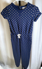 Blush by US Angels Girls Jumper Size 5/6 Navy Gold Polka-dots