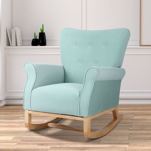 Modern Velvet Rocking Chair Nursery Accent Chair Upholstered Rocker Armchair - Picture 14 of 36