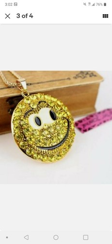 Europe AmericJewelry Enamel Betsey Johnson Rhinestone lovely Smiley necklace hot - 第 2/2 張圖片