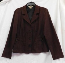 GW - Ms. Lightweight Button Front Blazer Jacket from Requirements - Brown - Sz L